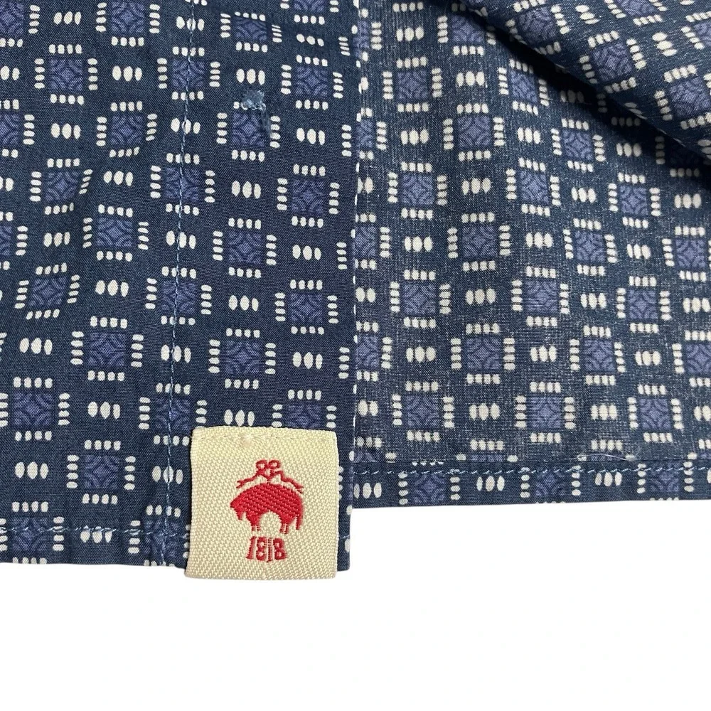 Brooks Brothers Red Fleece Shirt Men S Blue Geometric All Over Print Long Sleeve - Picture 6 of 13
